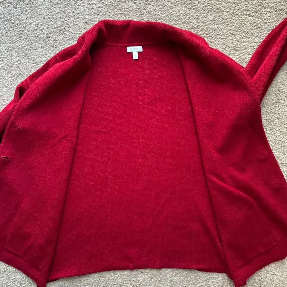 Talbots Sweater Womens 1X Cardigan Button Close V Neck Notched Red Long Sleeve - Picture 3 of 12